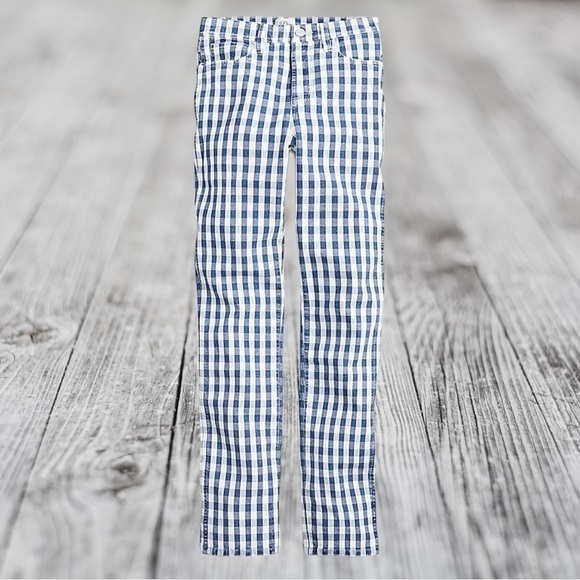 J. Crew ‘10” Vintage Straight Jean’ in Blue & White Gingham Size 27 - Picture 1 of 15